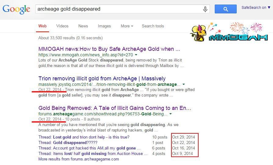 Not Any Sense of Archeage Gold Disappearing Since Late October in 2014