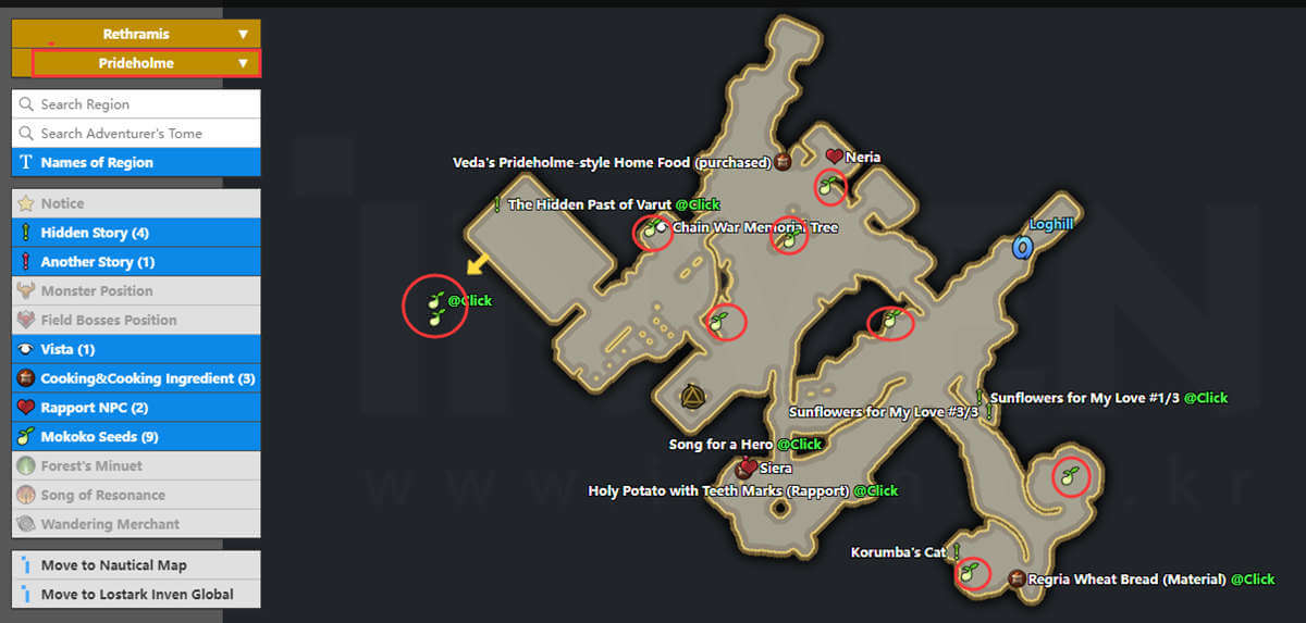 Mokoko Seeds' Locations