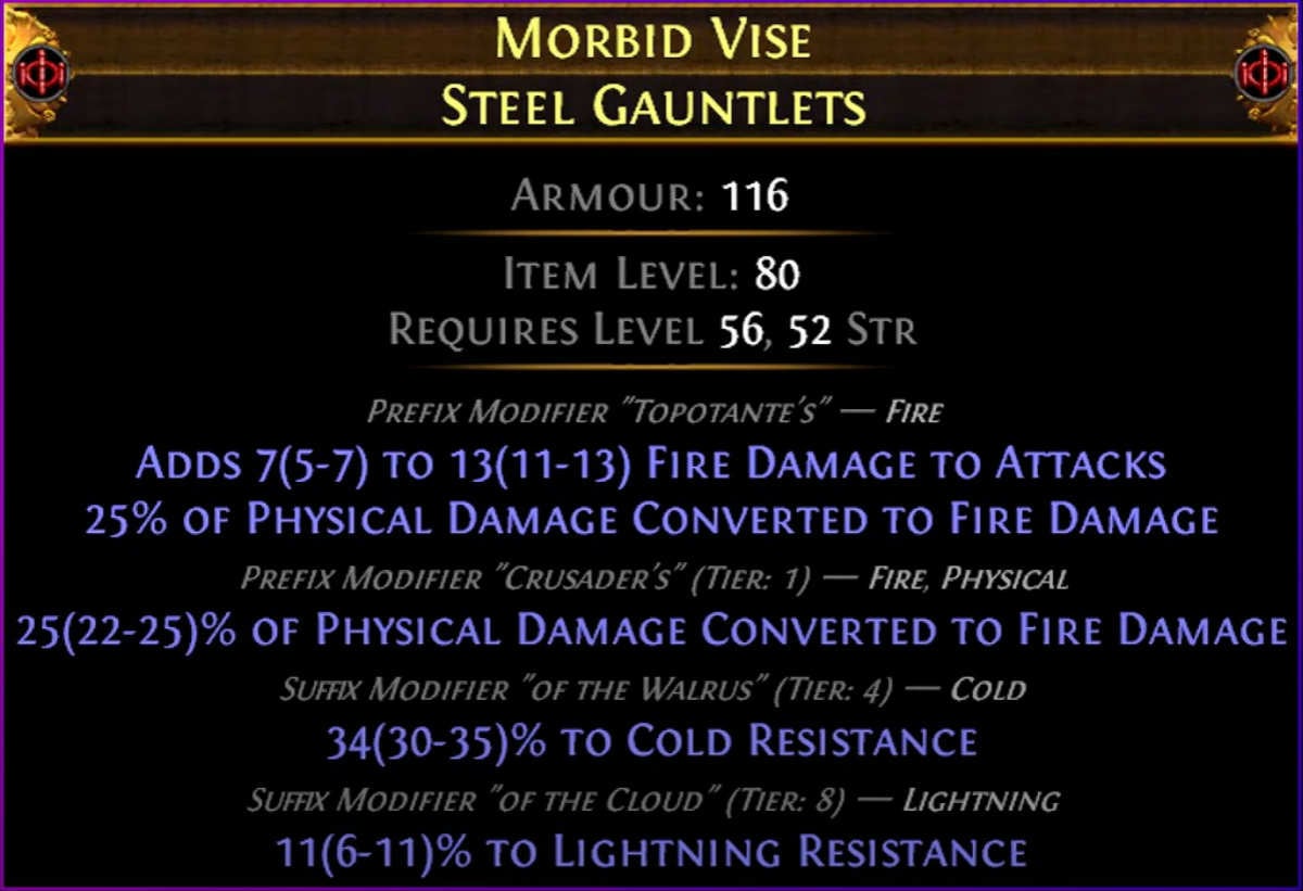 poe Craft 50% Fire Conversion Gloves step 7