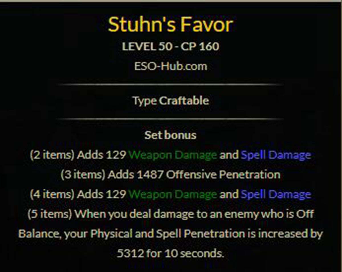 The 5 Best Crafted PvP Sets in ESO – Blackwood pic 13 Stuhn's Favor