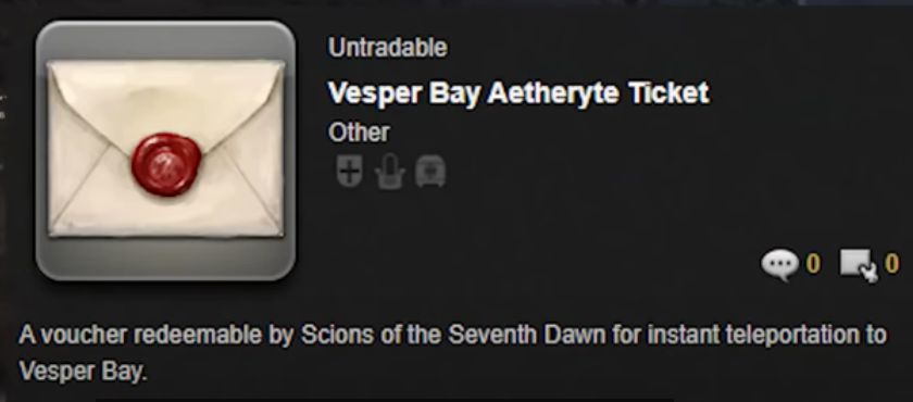 Vesper Bay Aetheryte Ticket