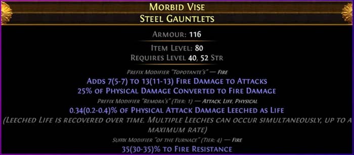 poe Craft 50% Fire Conversion Gloves step 1